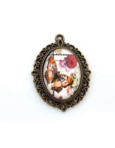 R-Support pendentif ovale en métal filigrane de couleur... 2