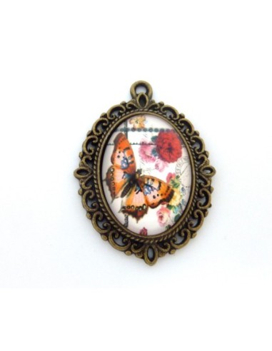 R-Support pendentif ovale en métal filigrane de...