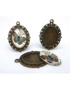 R-Support pendentif ovale en métal de couleur bronze  +...