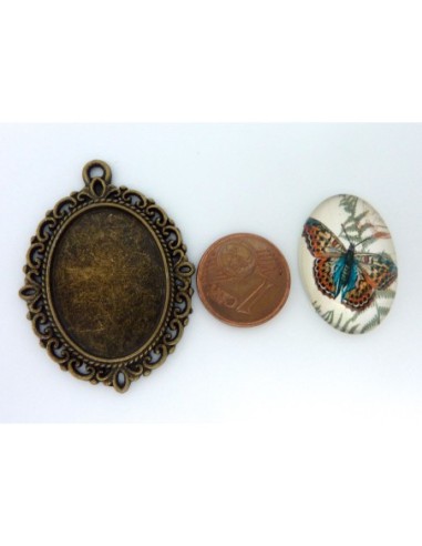 R-Support pendentif ovale en métal de couleur...