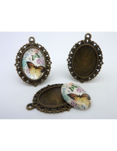 Support pendentif ovale en métal de couleur...