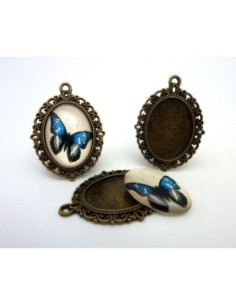 R-Support pendentif ovale en métal de couleur bronze  +...