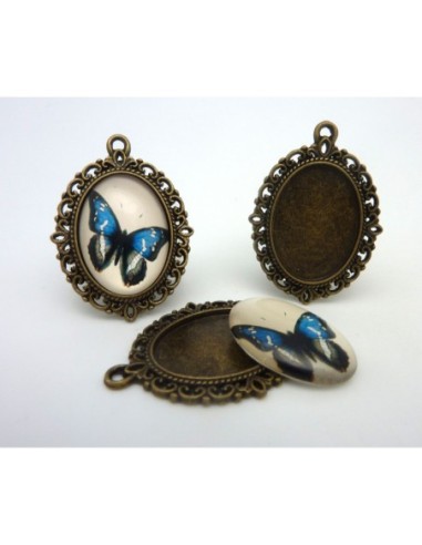 R-Support pendentif ovale en métal de couleur...