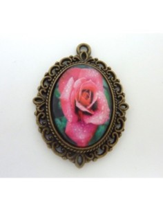 Support pendentif ovale en métal de couleur bronze  +... 2