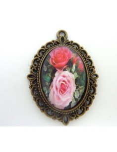 Support pendentif ovale en métal de couleur bronze  +... 2