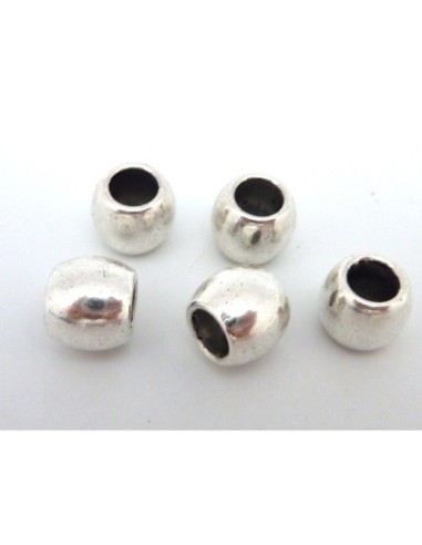 10 Perles légèrement ovale 9mm à gros trou 5,1mm en métal