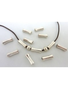 Perle tube argenté pas chère en métal forme diabolo 15mm