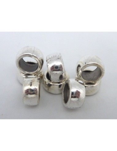 Anneau pour cordon cuir  8mm en métal argenté