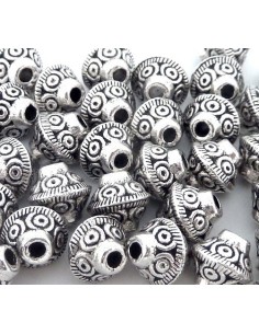 Perle toupie en métal argenté