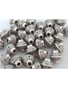 Perle toupie en métal argenté 2