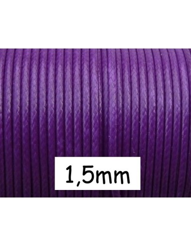 5m Cordon polyester enduit souple 1,5mm imitation cuir de couleur violet