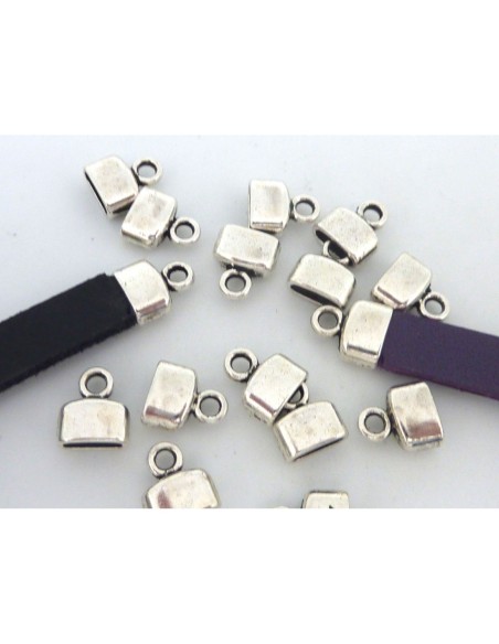 Embout pour lanière cuir de 6mm en métal argenté lisse