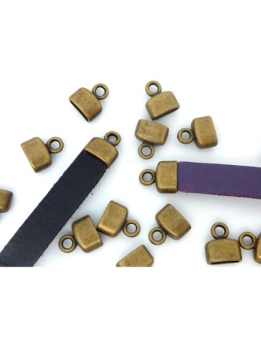 10 Embouts pour lanière de 6mm en métal de couleur bronze lisse