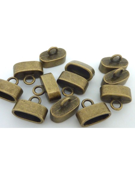 4 Embouts ovale pour lanière de 12mm x 5,6mm en métal de couleur bronze
