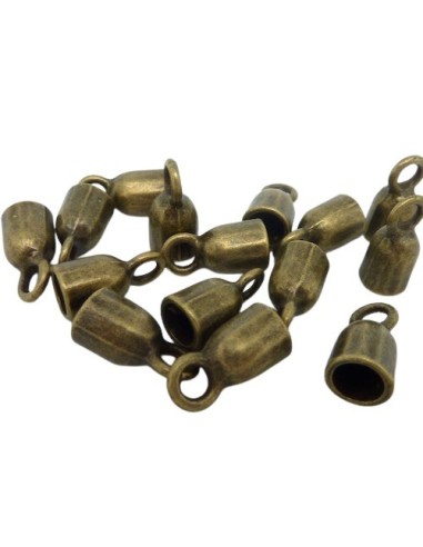 4 Embouts rond pour cordon de 6,5mm en métal de couleur bronze