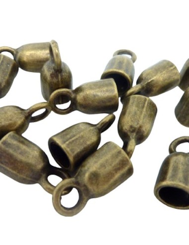 4 Embouts rond pour cuir de 6mm couleur bronze