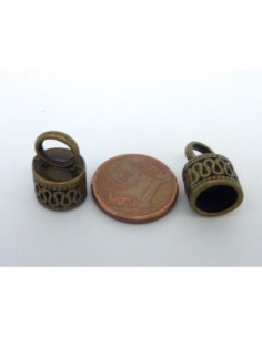 4 Embouts pour cordon 7,3mm, pouvant aussi servir de cache nœud et de fermoir, en métal de couleur bronze gravé d'ondulation 2