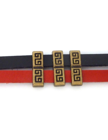 Perle bronze en métal pour 2 lanières de 5mm