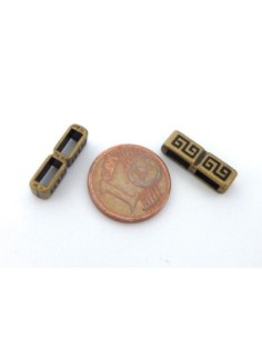 Perle bronze en métal pour 2 lanières de 5mm 2