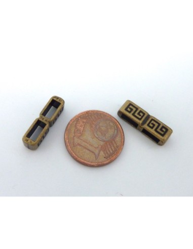 Perle 2 trous bronze en métal pour 2 lanières de 5mm