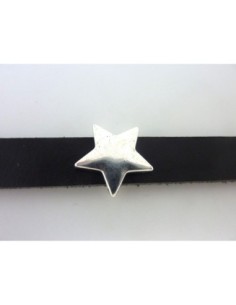 3 Perles passant étoile 17,8mm en métal argenté pour...