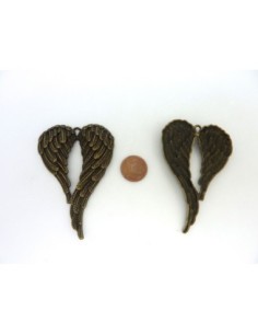 R-Grand Pendentif aile d'ange 69mm en métal de couleur... 2