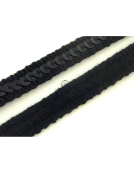 1m Galon sequin sur ruban 9mm de couleur noir