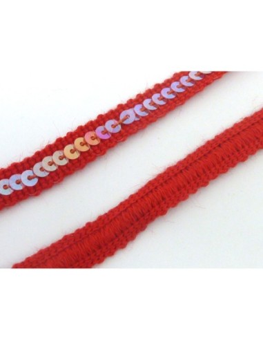 1m Galon sequin sur ruban 9mm de couleur rouge