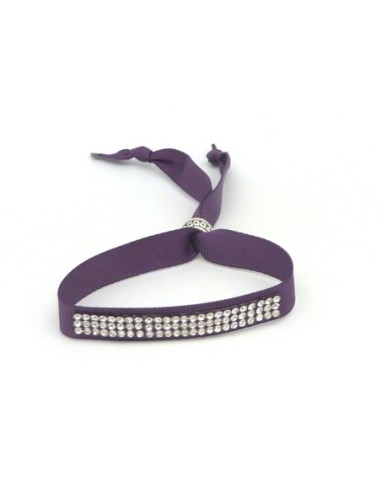 Kit de création Bracelet Strass et ruban violet ajustable