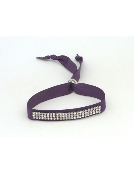 Kit de création Bracelet Strass et ruban violet ajustable