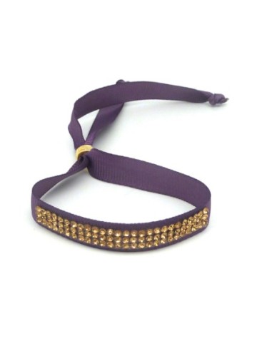 Kit de création Bracelet Strass doré et ruban violet ajustable