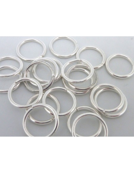 Anneau de jonction en métal argenté brillant blanc 12mm épais