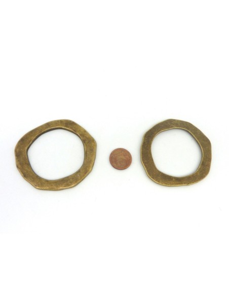 R-Grand Anneau connecteur 53mm en métal de couleur bronze martelé