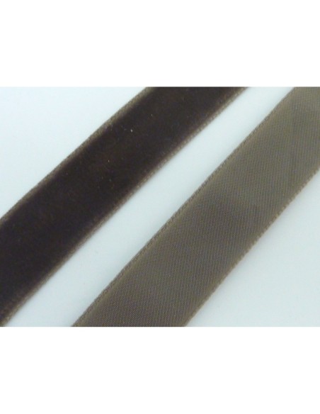 Galon velours marron bronze en 16mm de large