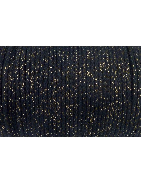 Cordon rond noir et doré 3,5mm