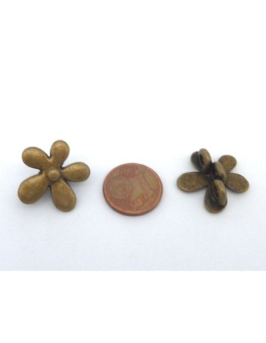 3 Perles 3 trous, passant fleur en métal de...