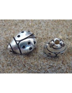 Perle coccinelle 11,3mm en acrylique argenté