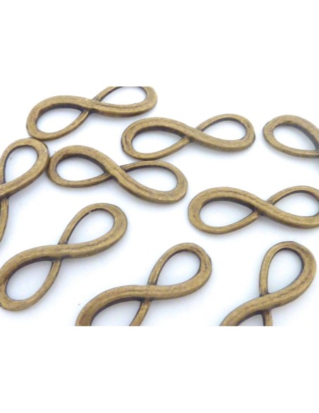 R-10 Perles connecteur, jonction infini en métal bronze légèrement bombé, incurvé