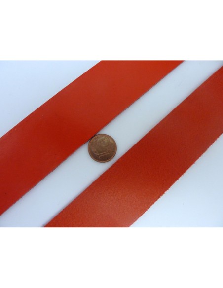 R-20cm Cuir plat largeur 20mm de couleur rouge vif pour bracelet manchette par exemple