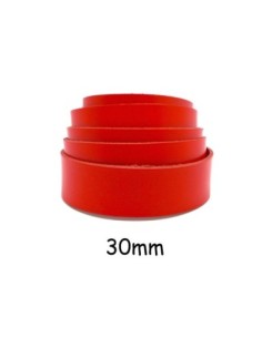 Cuir plat large rouge vif 30mm pour bracelet manchette, anse de sac - Cuir Véritable