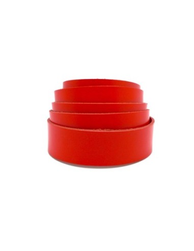 Lanière cuir rouge 30mm pour bracelet manchette, anse de sac - Cuir Véritable