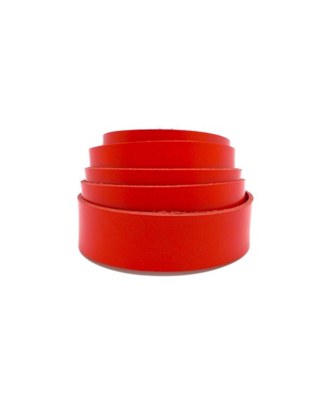 Lanière cuir rouge 30mm pour bracelet manchette, anse de sac - Cuir Véritable