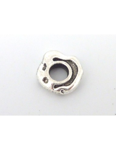 Perles intercalaire, anneau en métal argenté gravé 13mm