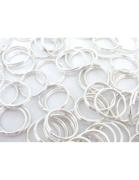 R-10g - env 59 anneaux de jonction double 10mm en métal argenté brillant