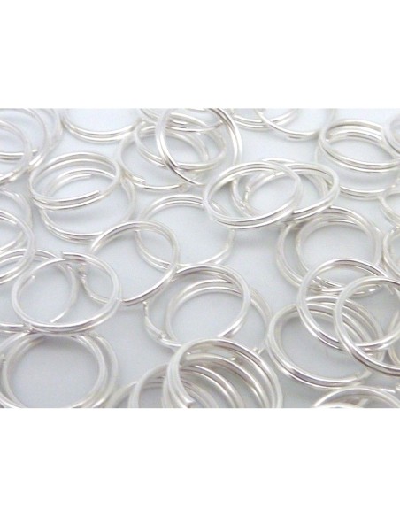 R-10g - env 59 anneaux de jonction double 10mm en métal argenté brillant