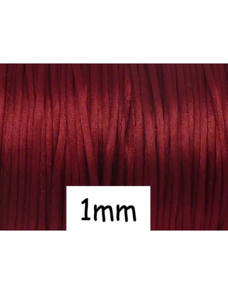 Cordon 1mm Queue de rat rouge grenat, bordeaux brillant satiné ficelle chinoise