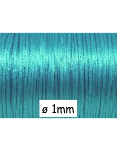 Cordon queue de rat 1mm bleu Cyan satiné