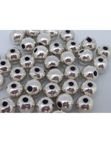 Perle 6mm en métal argenté
