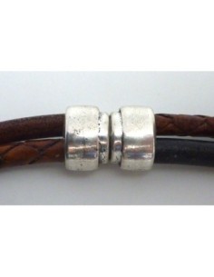 Fermoir aimanté double pour 2 cordons de 4,5 - 5mm en métal argenté
