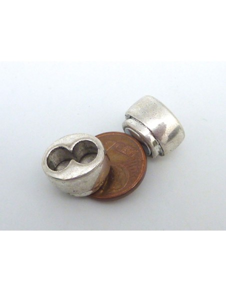 Fermoir aimanté pour 2 cordons de 4,5 - 5mm en métal argenté
